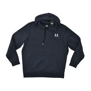 Under Armour Men's Black Essential Fleece Hoodie Regular Size XL Cotton NEW